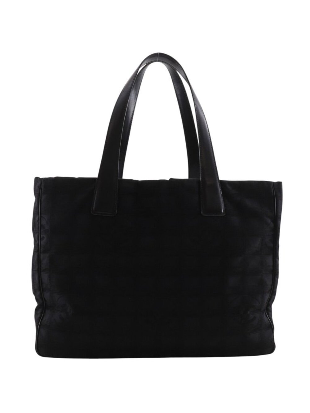 Chanel New Travel Line Tote Bag MM Nylon Canvas Black